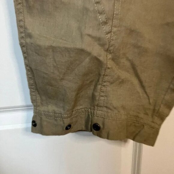 Cassis 100% Linen Tan Pant Capri Pants Neutral Trousers Crop Adjustable Cuff - Picture 4 of 8